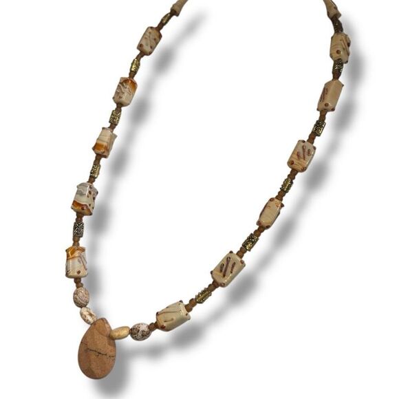 Bundle Sale 3 for $15 | 20-Inch Necklace with Unique Beads and Stone Pendant - Picture 5 of 9
